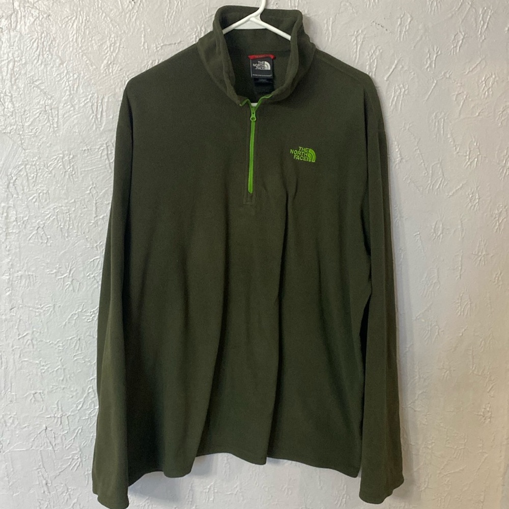 The North Face Men’s Forest Green 1/4 Zip Polartec Fleece Pullover - XL